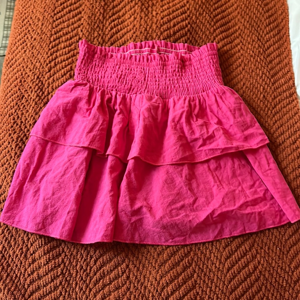 pink petite ruffle hem skirt